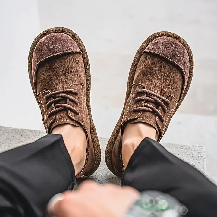 Premium Leather Shoes – Vintage Casual Lace-Up Comfort Sneakers for Men