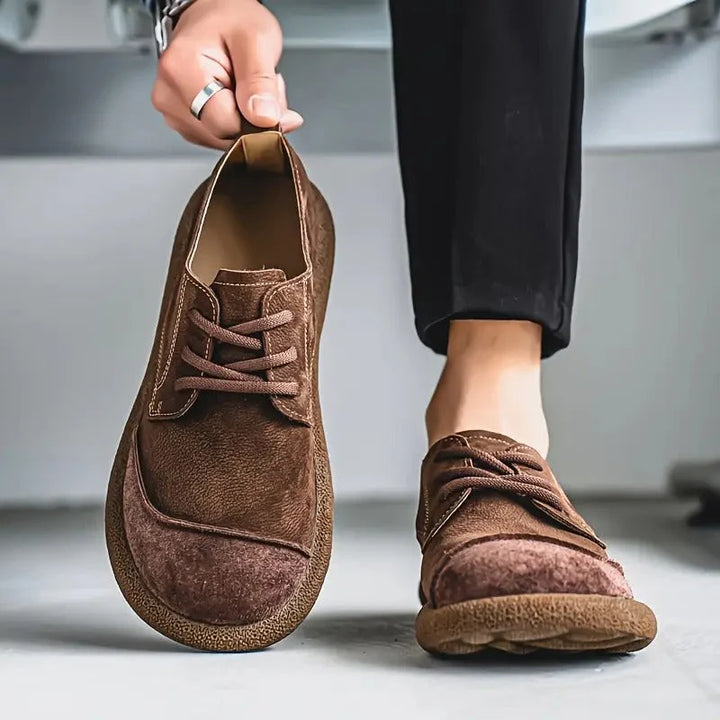 Premium Leather Shoes – Vintage Casual Lace-Up Comfort Sneakers for Men