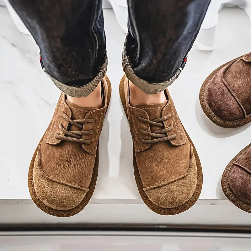 Premium Leather Shoes – Vintage Casual Lace-Up Comfort Sneakers for Men