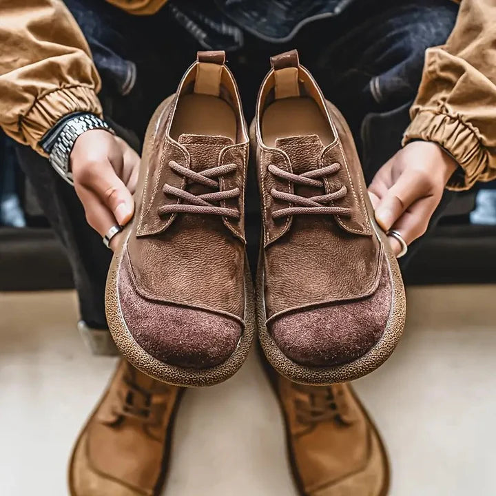Premium Leather Shoes – Vintage Casual Lace-Up Comfort Sneakers for Men