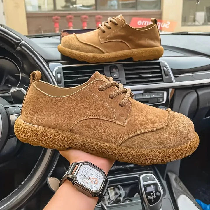 Premium Leather Shoes – Vintage Casual Lace-Up Comfort Sneakers for Men