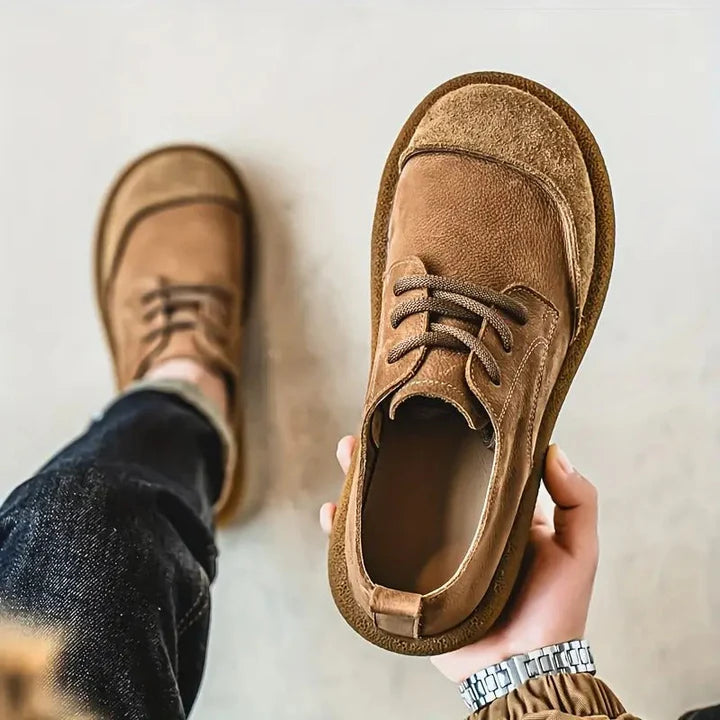 Premium Leather Shoes – Vintage Casual Lace-Up Comfort Sneakers for Men