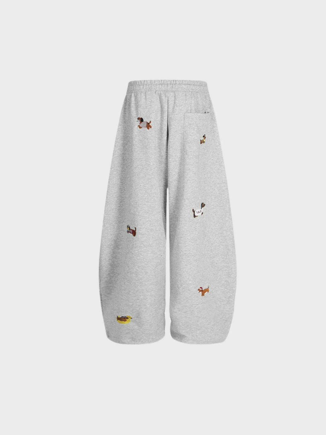 Embroidered Pup Sweatpants – Barrel-Leg Cozy Lounge Fit