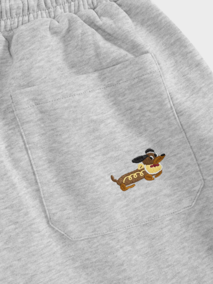 Embroidered Pup Sweatpants – Barrel-Leg Cozy Lounge Fit