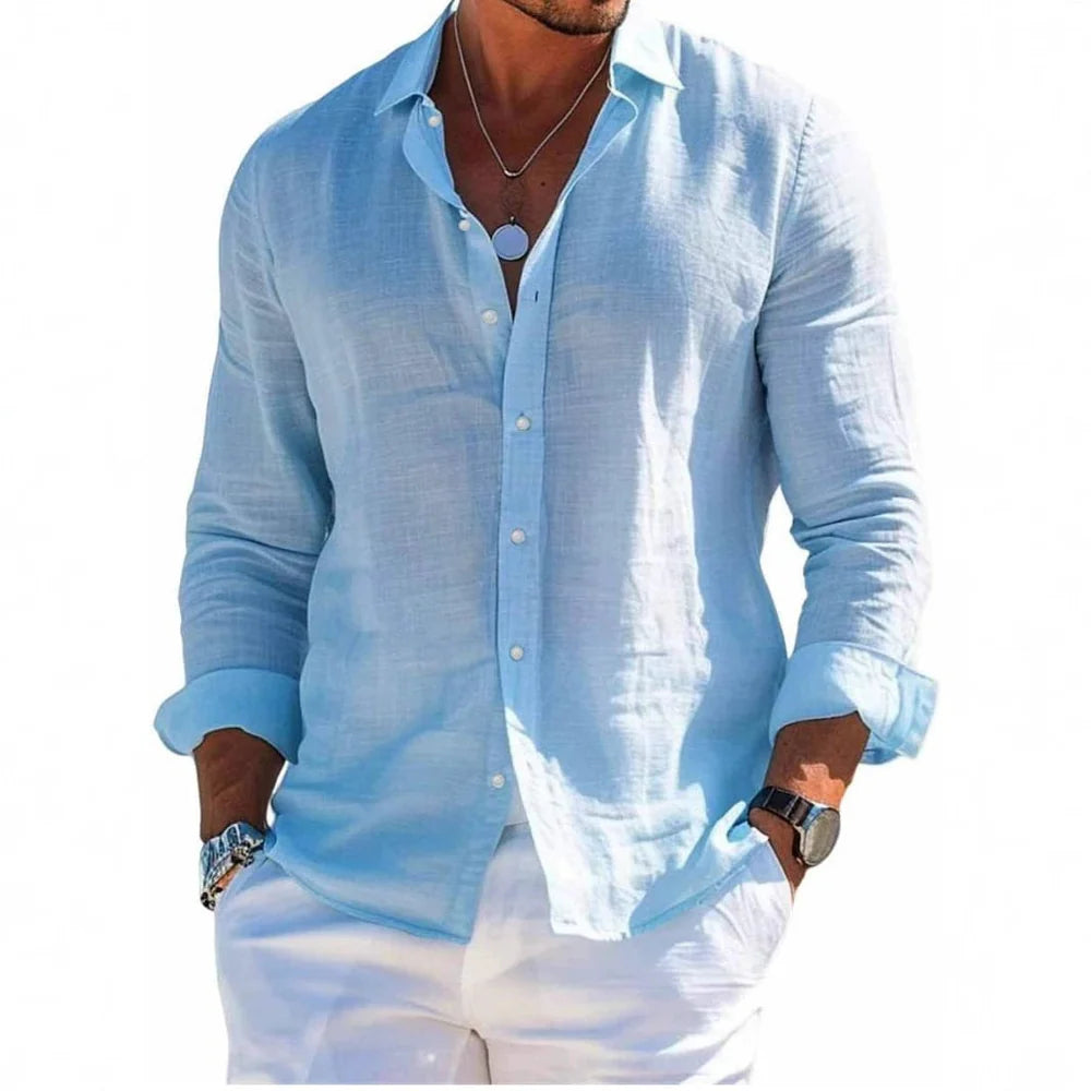 Linen Button-Up Shirt – Lightweight Casual Summer Fit