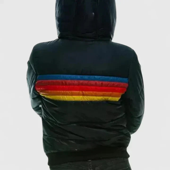 Comfortable Puffer Jacket – Hooded Colorblock Winter Coat with Zip Pockets