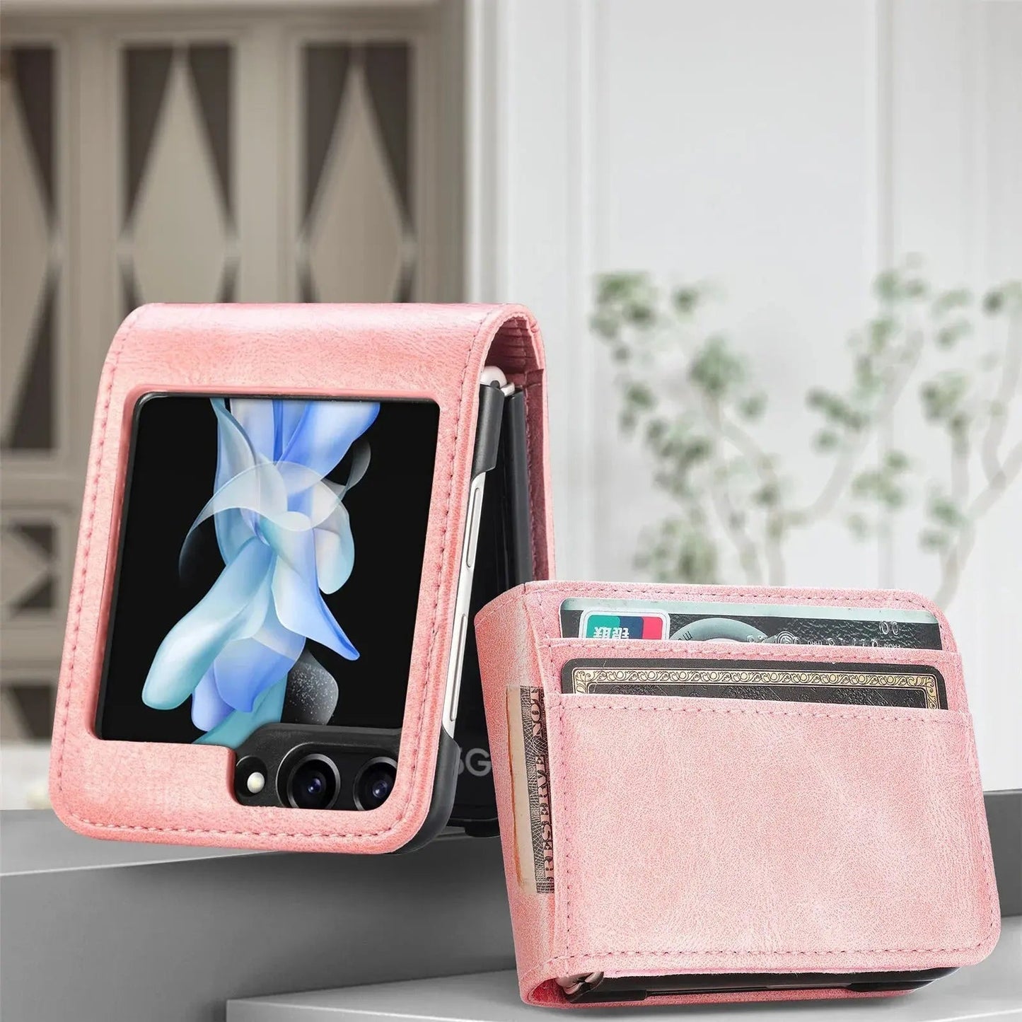 Sophisticated Leather Card Holder Case for Galaxy Z Flip
