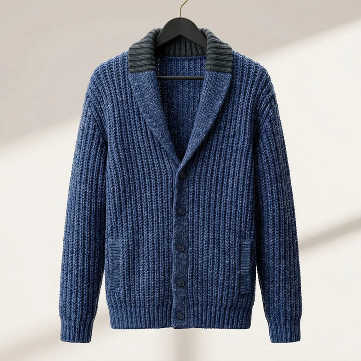 Shawl-Collar Knit Cardigan – Chunky Button-Front Warm Layer