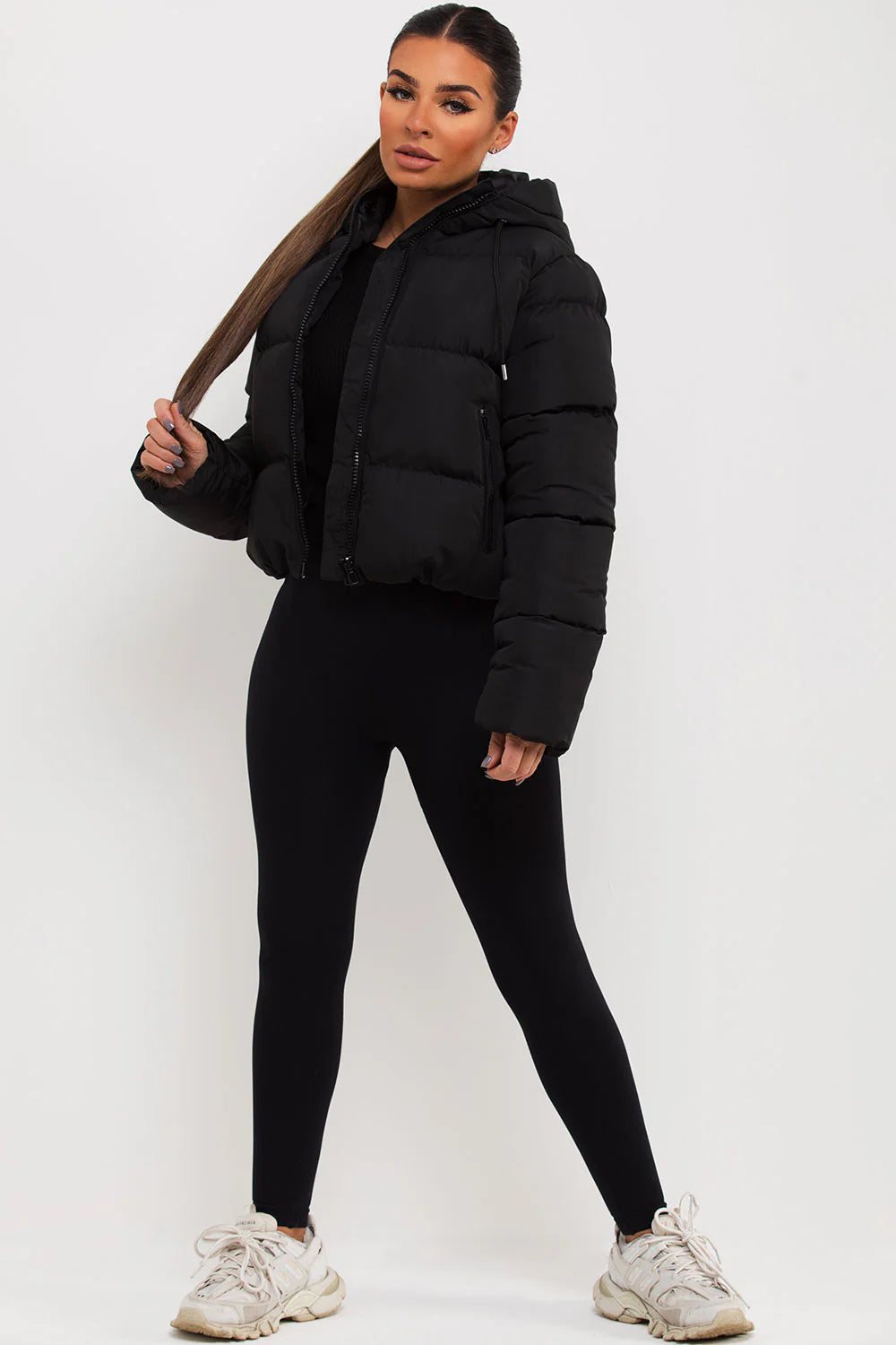 Hooded Puffer Jacket – Short Black Winter Jacket with Insulated Comfort