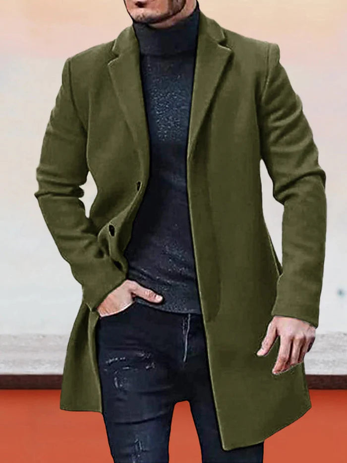Men’s Classic Solid Color Jacket – Single Button Tailored Daily Wear Coat