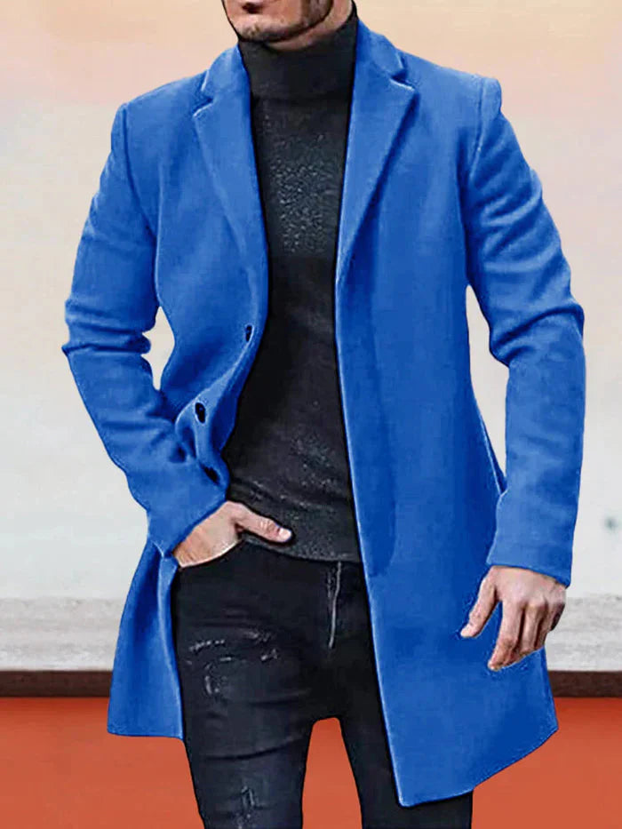 Men’s Classic Solid Color Jacket – Single Button Tailored Daily Wear Coat
