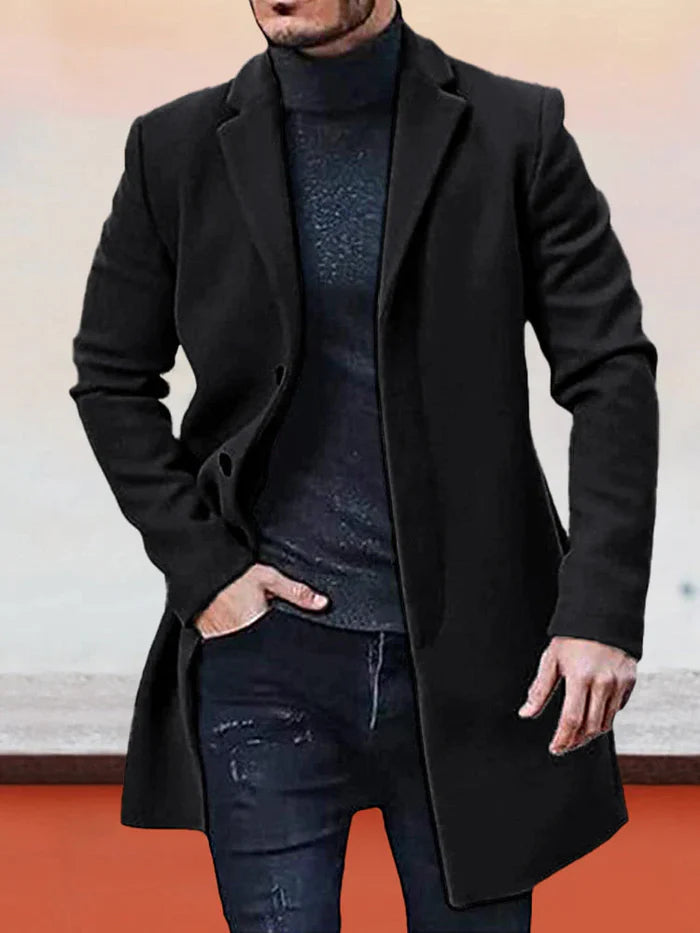 Men’s Classic Solid Color Jacket – Single Button Tailored Daily Wear Coat