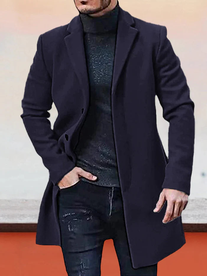 Men’s Classic Solid Color Jacket – Single Button Tailored Daily Wear Coat