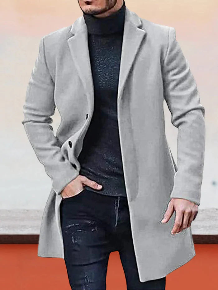 Men’s Classic Solid Color Jacket – Single Button Tailored Daily Wear Coat