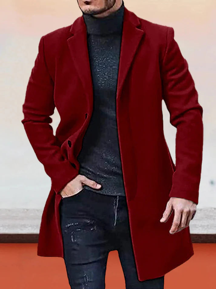 Men’s Classic Solid Color Jacket – Single Button Tailored Daily Wear Coat