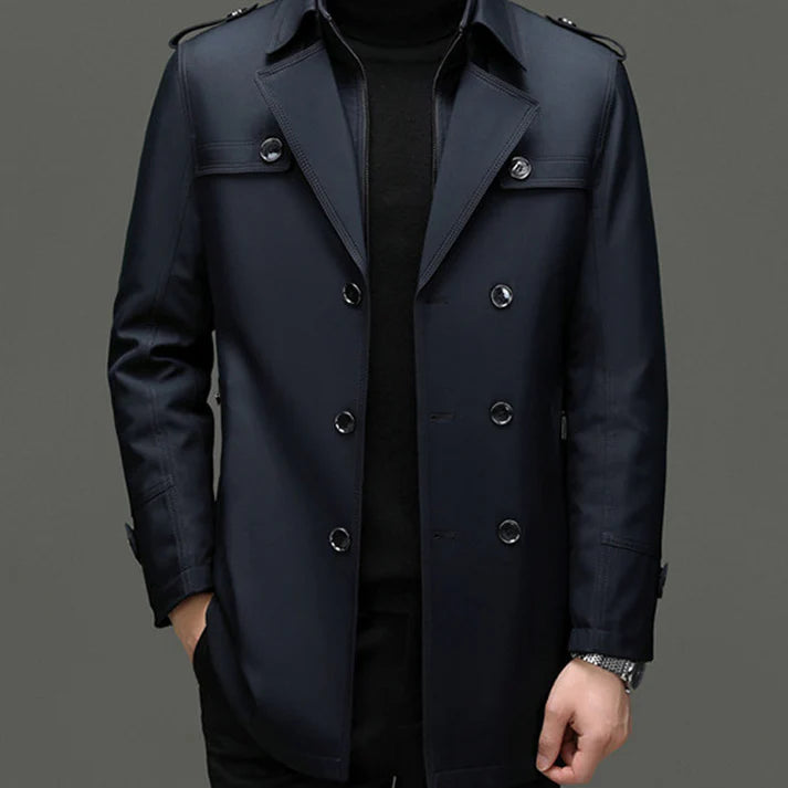 Men’s Medium-Length Trench Coat – Detachable Inner Warm Classic Overcoat