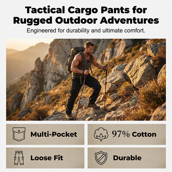 Cotton Cargo Pants – Tactical Multi-Pocket Casual Utility Trousers