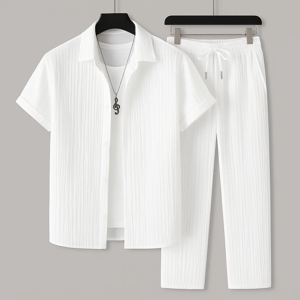 Linen Set – Relaxed Fit Short Sleeve Lounge Outfit
